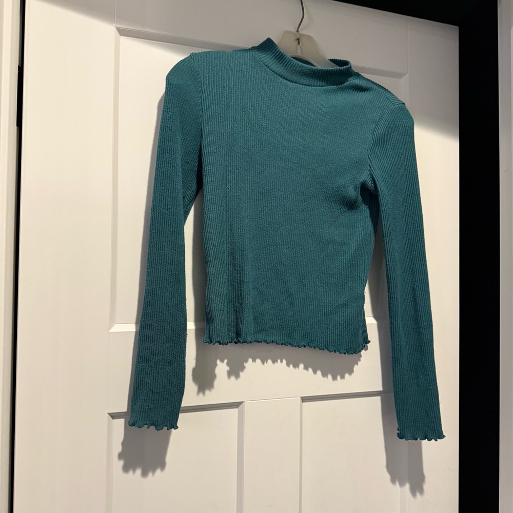 SO Teal Long Sleeve Ribbed Top